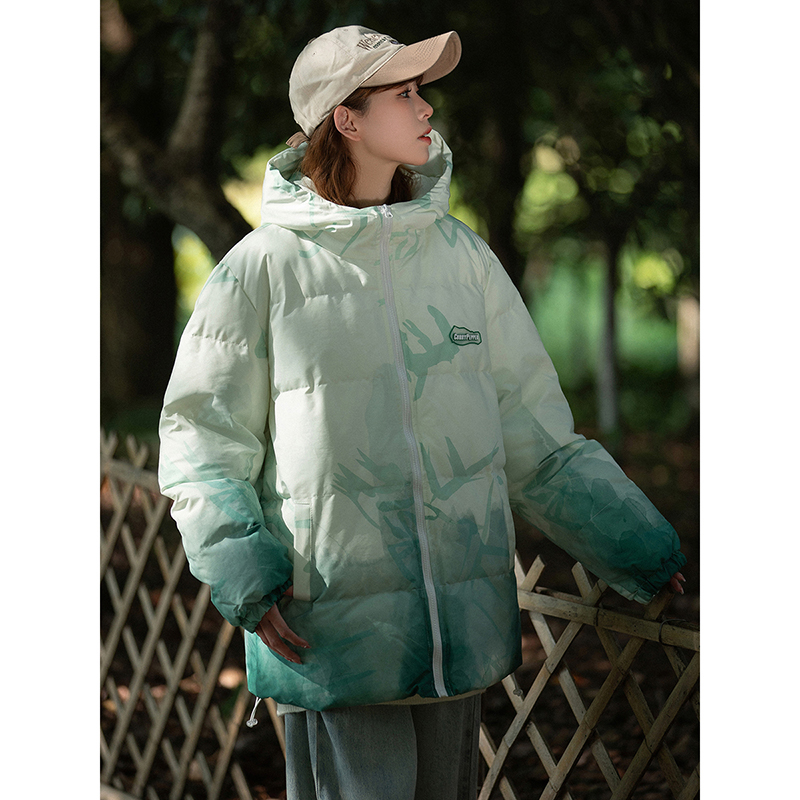 23冬季美式冲锋衣渐变山水印花连帽棉衣加厚面包服1065-P128控158，男装棉衣，星座227-6