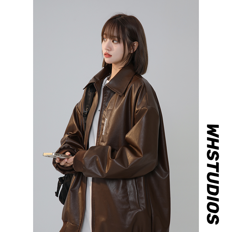 2024春装新款美拉德夹克PU皮宽松外套1151-P98，男装夹克，星座227-6