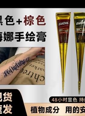 海娜手绘膏海纳模板套装植物成分果汁纹身膏彩绘人体彩绘持久颜料