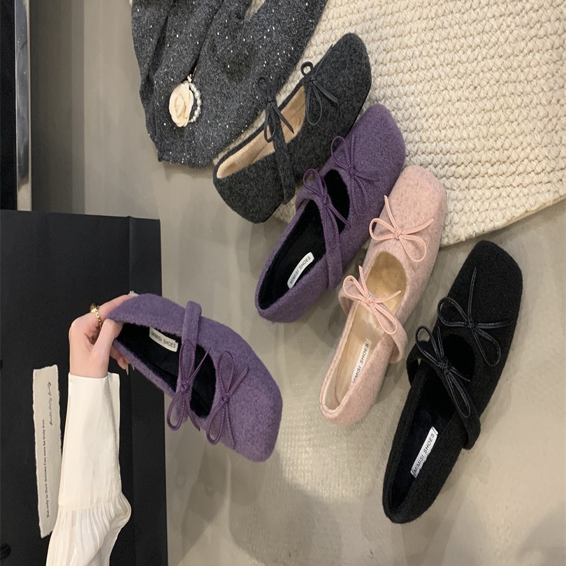 法式配裙子浅口平底单鞋女2025年新款春季蝴蝶结玛丽珍温柔风