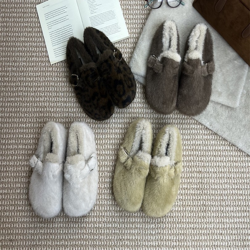 2025秋冬新款羊羔毛全包懒人一脚蹬毛绒单鞋厚底毛毛外穿加绒
