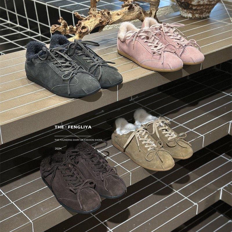 风莉雅蝴蝶结德训鞋女2025冬加绒新款平底休闲系带舒适百搭阿甘鞋,女鞋,时尚休闲鞋,淘宝优惠券,粉丝福利购,淘宝优惠卷
