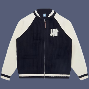 拼接毛衣男女情侣款 明星同款 植绒LOGO图案外套 UND秋冬季 HIAUTO