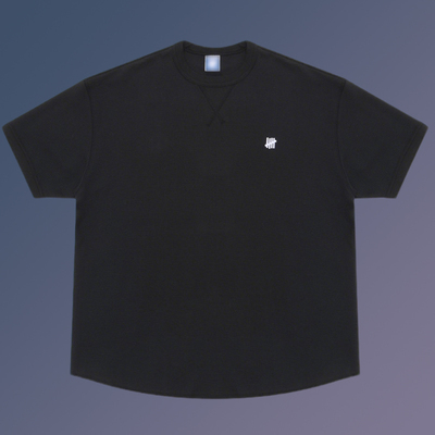 不败五道杠 HIAUTO UND 美式潮流华夫格男女同款刺绣标短袖t恤