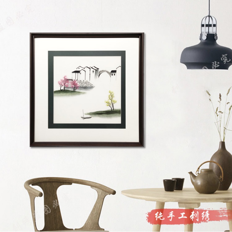 蜀绣 禅意 印象画遮住电表箱装饰画纯手工刺绣图片