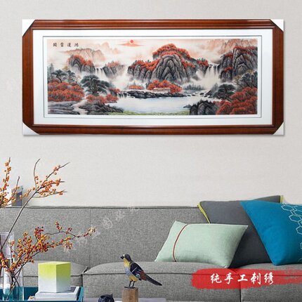 蜀绣 鸿运当头 鸿运图 蒋伟作品聚宝盆 富山贵水紫气东来手工刺绣
