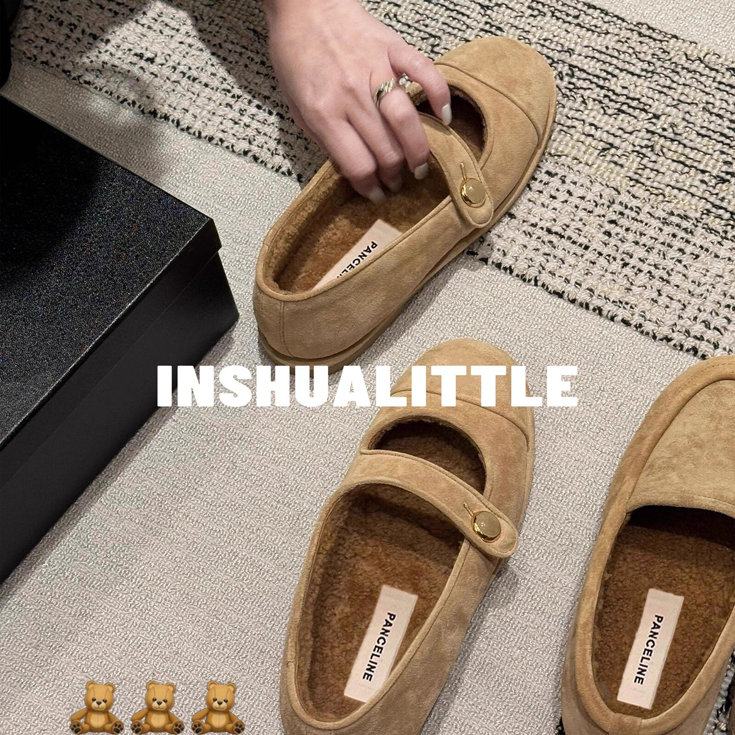 玛丽珍加绒字母单鞋女1.5cm