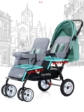 Складная детская коляска для близнецов для двоих с сидением, можно сидеть и лежать