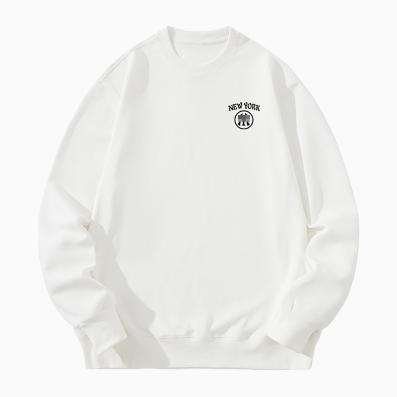 MY落肩款秋冬季宽松卫衣情侣同款简约印花圆领重磅休闲套头长袖潮