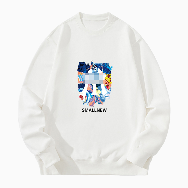 MY落肩款秋冬季宽松卫衣情侣同款简约印花圆领重磅休闲套头长袖潮