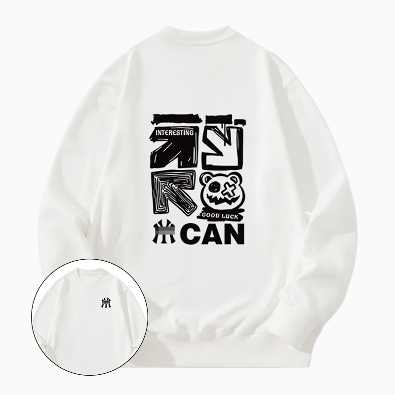 MY卫衣男女秋冬上衣简约宽松印花长袖潮流情侣装学生休闲套头上衣