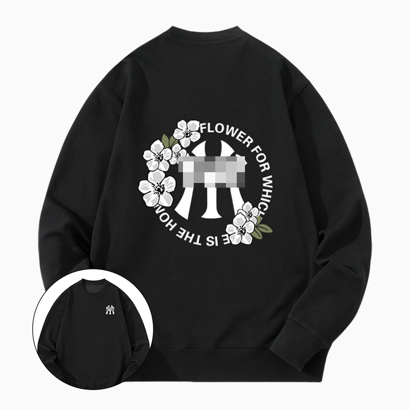 MY落肩款秋冬季宽松卫衣情侣同款简约印花圆领重磅休闲套头长袖潮