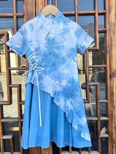 女童连衣裙夏季2026新款儿童洋气立体花朵无袖背心裙扎染公主裙