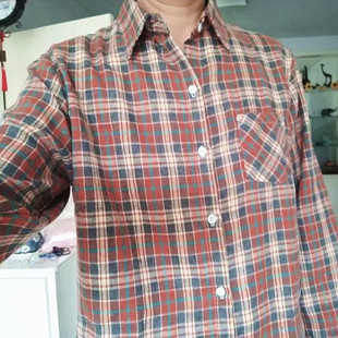 新款 休闲孕学院风大码 格子衬衫 磨毛打底衫 上衣 女长袖 高品质秋季