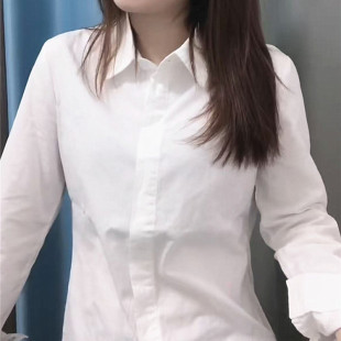 100%全纯棉长袖 女加绒加厚保暖打底衬衣孕秋冬简约职业上衣 白衬衫