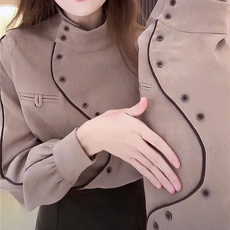 设计感不规则立领衬衫小众超气质