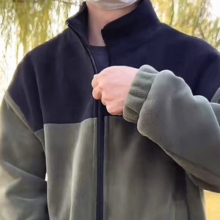 加绒加厚户外秋冬装男士中老年拉链外套保暖父亲爸爸装爷大码上衣