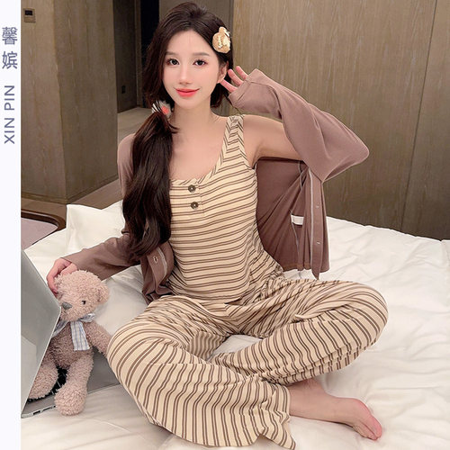 馨嫔女夏莫代尔棉带胸垫吊带睡衣