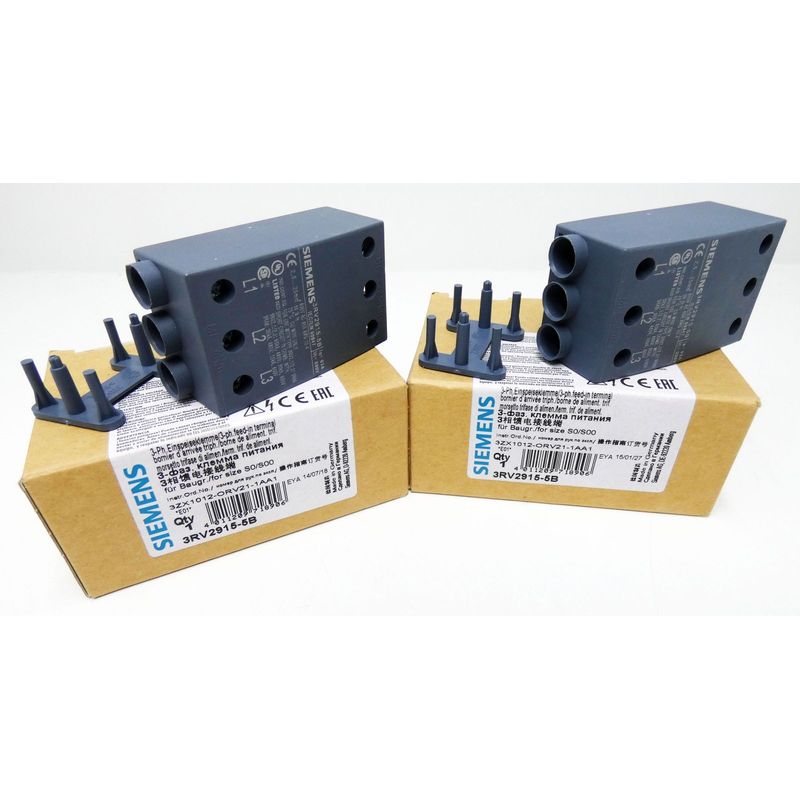 2x Siemens 3RV2915-5B E-Stand: 01 3-Ph. Einspeiseklemme -unu