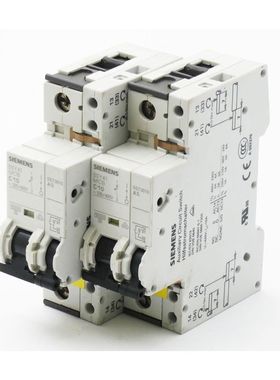 2x Siemens 5SY41 MCB C10 Leitungsschutzschalter + 5ST3010 AS
