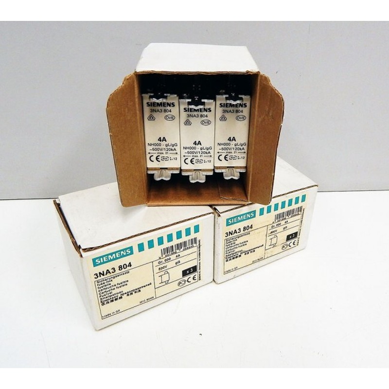 9x Siemens 3NA3 804 3NA3804 4A 500V Sicherungseinsatz -unuse