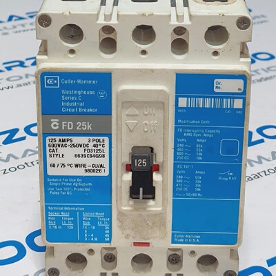 CUTTLER HAMMER FD3125L INDUSTRIAL CIRCUIT BREAKER 3P 125A FD