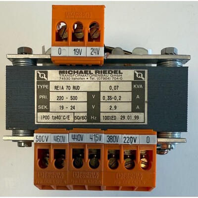 Michael Riedel Transformator / Pri. 220-500V / Sec. 19-24 V