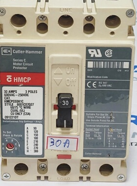 CUTTLERHAMMERHMCP030H1C摩托车保护装置3P30AMPSHMCP030H1C二手