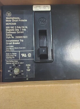 Westinghouse3P7A600V电机电路保护器MCP0358R