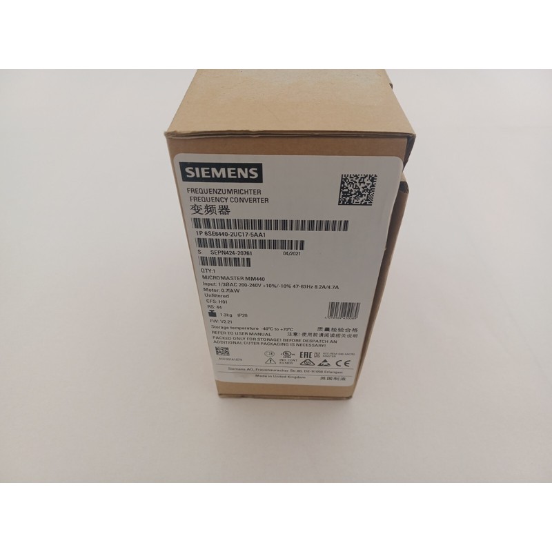 Siemens Micromaster 440 6SE6440-2UC17-5AA1 0,75KW 200-240V N