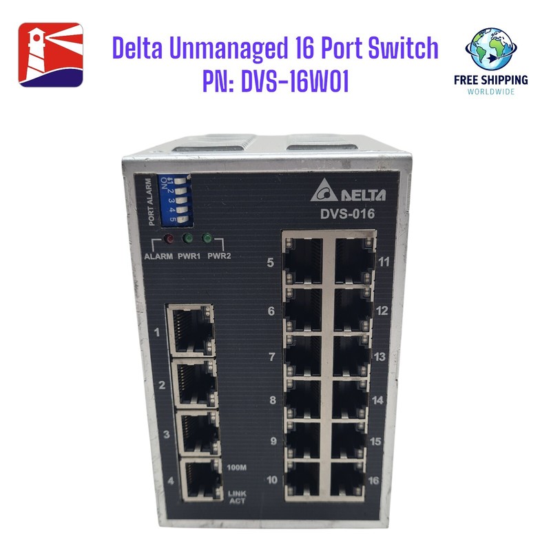 Delta DVS-016w01 Ethernet Switch, Unmanaged, Weit Temperatur