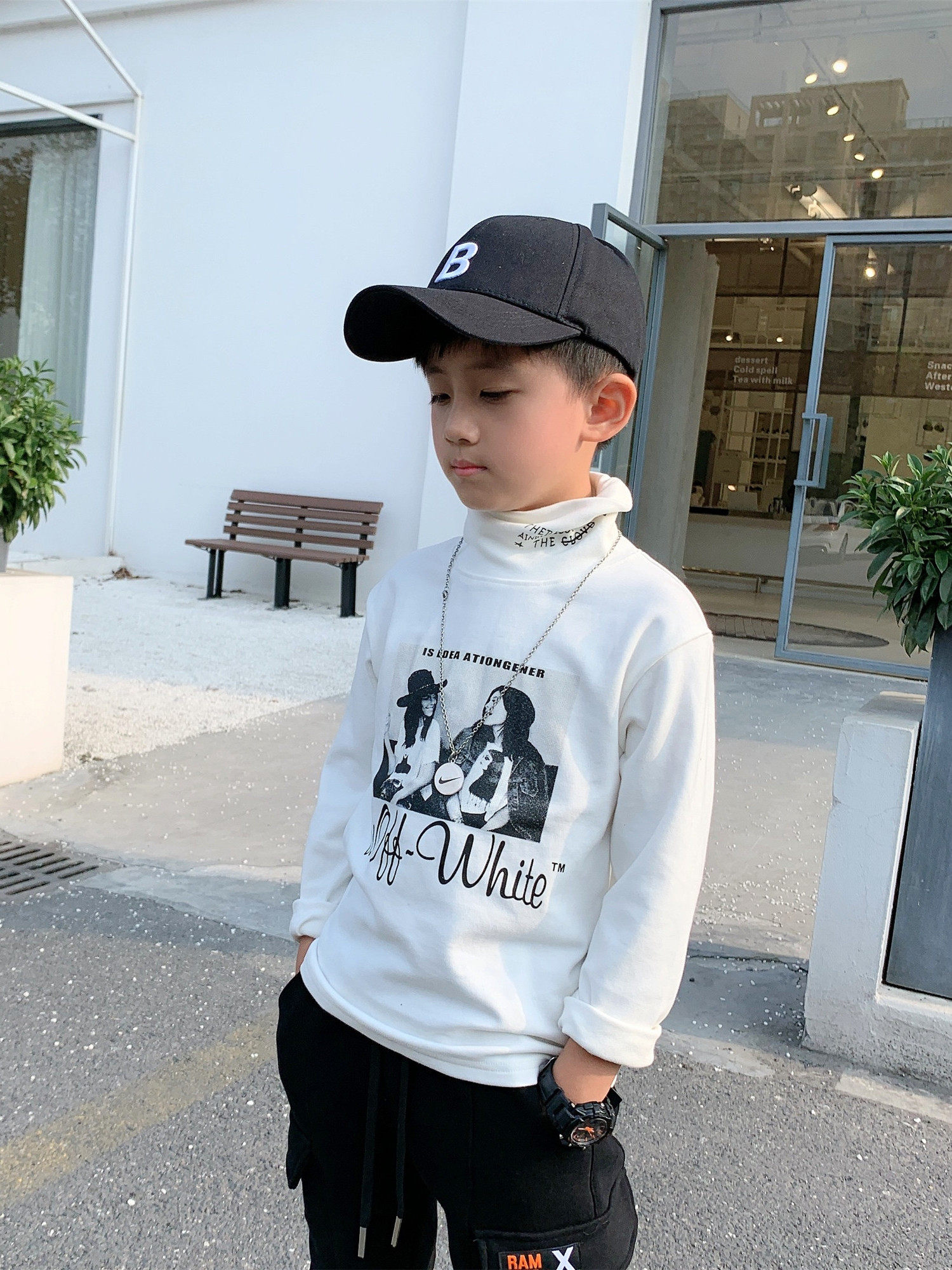 Rice Xiaofan 2019 winter new children's clothing children's girls printing thickened high neck base shirt baby warm top