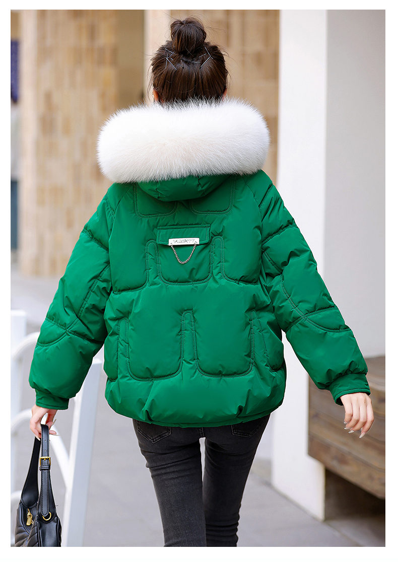 短款派克服棉衣女冬新大毛领加厚羽绒棉服茧型面包服宽松学生棉袄