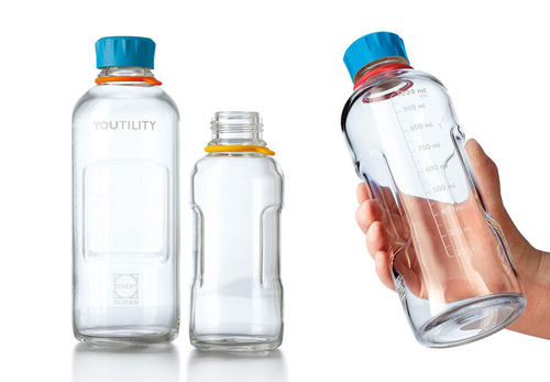 肖特125/250/500/1000ml 蓝盖试剂瓶蓝盖玻璃瓶透明YOUTILITY瓶GL45带盖硅胶标识环