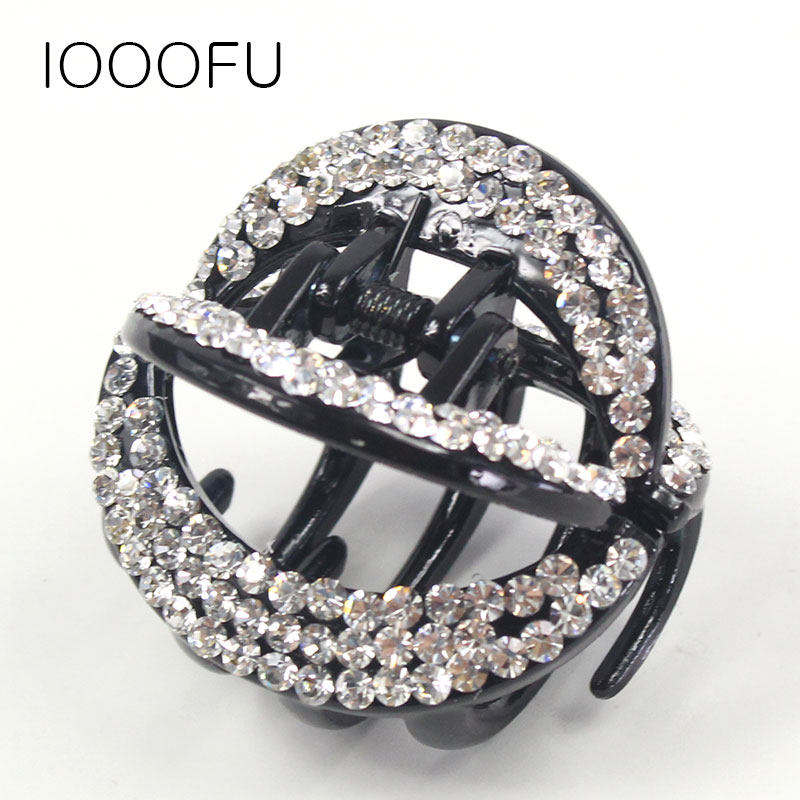 blingbling亮闪闪水钻抓夹 韩国气质圆形发抓顶夹 半抓头卡刘海夹