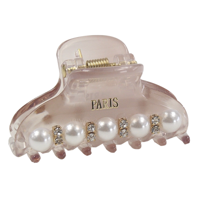 珍珠水钻顶夹浅粉色可爱中号刘海