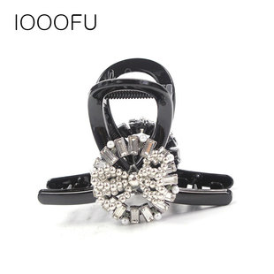 璀璨星空抓夹韩国进口发饰中号鲨鱼夹水钻蝴蝶结中等发量马尾发抓