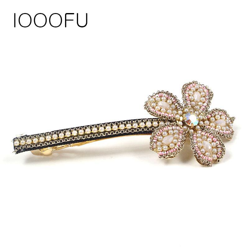 复古大花朵韩国水钻珍珠发夹