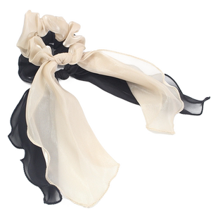 法式绸带发圈 缎面布艺飘带头绳头圈 东大门绑发仙女马尾发绳发带