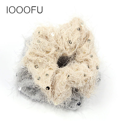 宽大肠发圈闪片毛绒日韩亮色简约