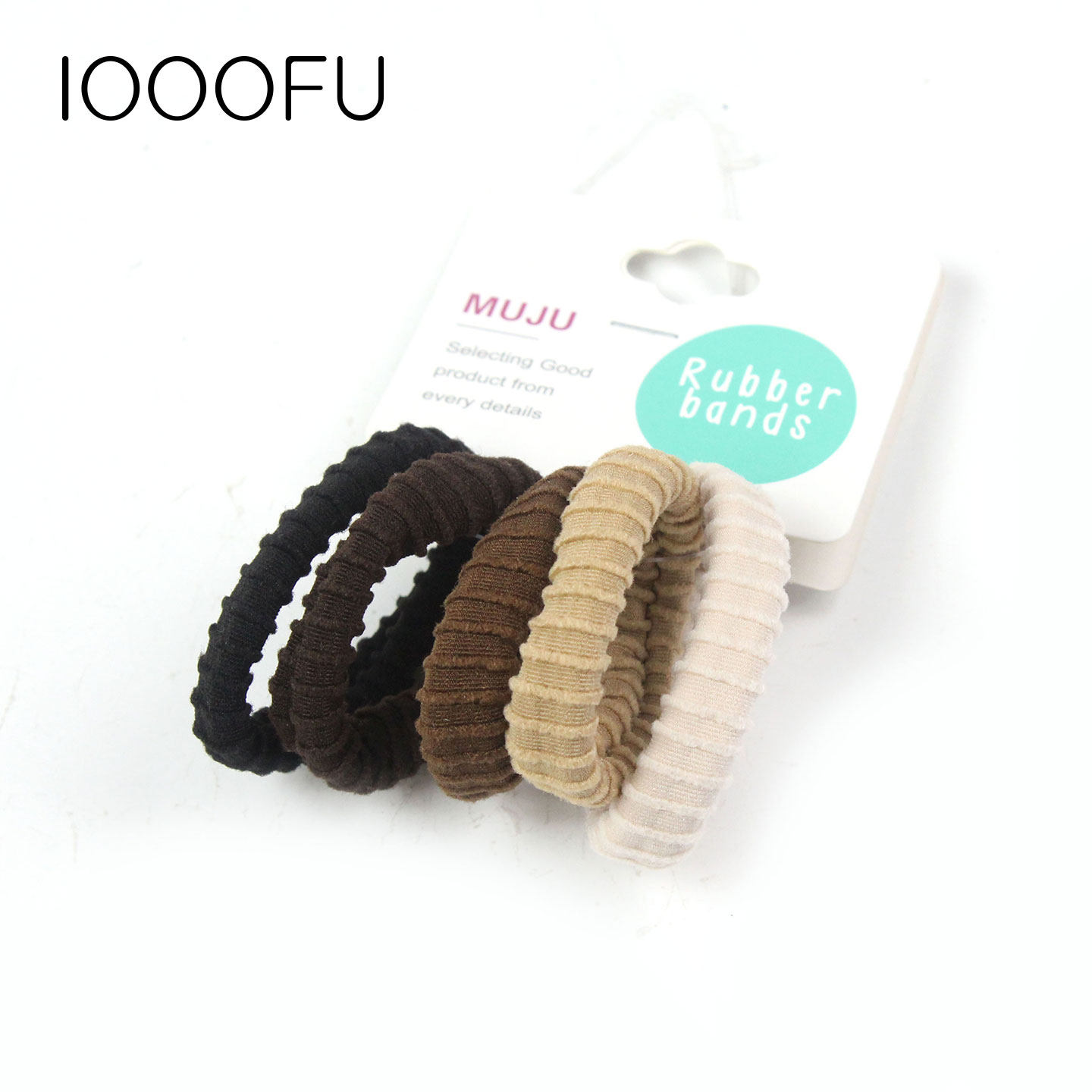 韩国进口螺纹针织发圈多色基础款 竖纹耐用发饰头绳5个装实用百搭