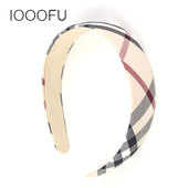 防滑不勒头 布艺格纹椭圆形发箍 韩国手工布面头箍 简约发卡女童