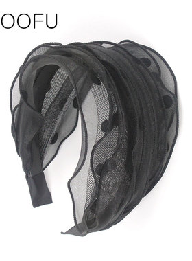 韩国进口网纱宽边遮白发头箍蕾丝边带齿防滑加宽压发箍洋气卡碎发