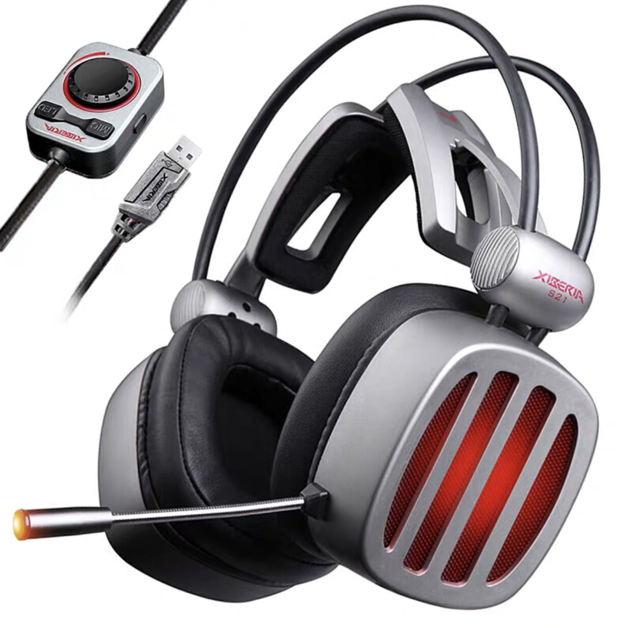 西伯利亚 S21耳机头戴式电竞游戏台式电脑笔记本USB7.1立体声耳机