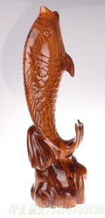 花梨木连年有余木雕摆件 红木木雕年年有余摆件鱼木雕工艺品创意