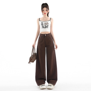 牛仔裤 2163春装 新款 百搭立体裁剪撞色线弯刀裤 女宽松设计感香蕉裤