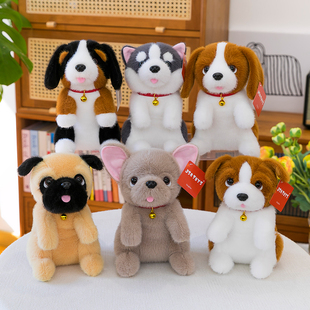 仿真狗狗名犬公仔哈士奇巴哥比格狗狗圣伯纳娃娃毛绒玩具桌面摆件