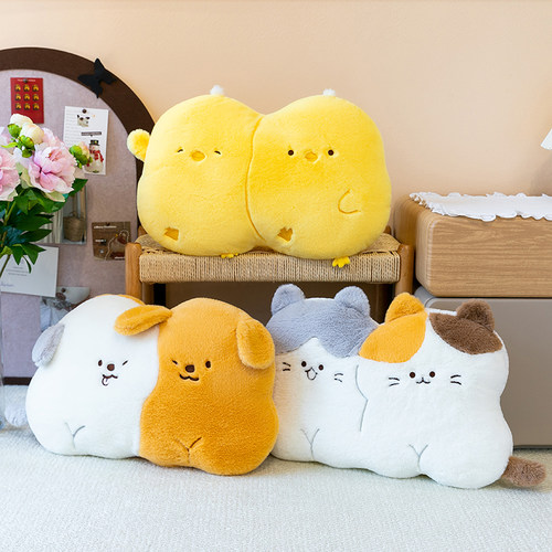 毛绒小黄鸡连体抱枕靠枕