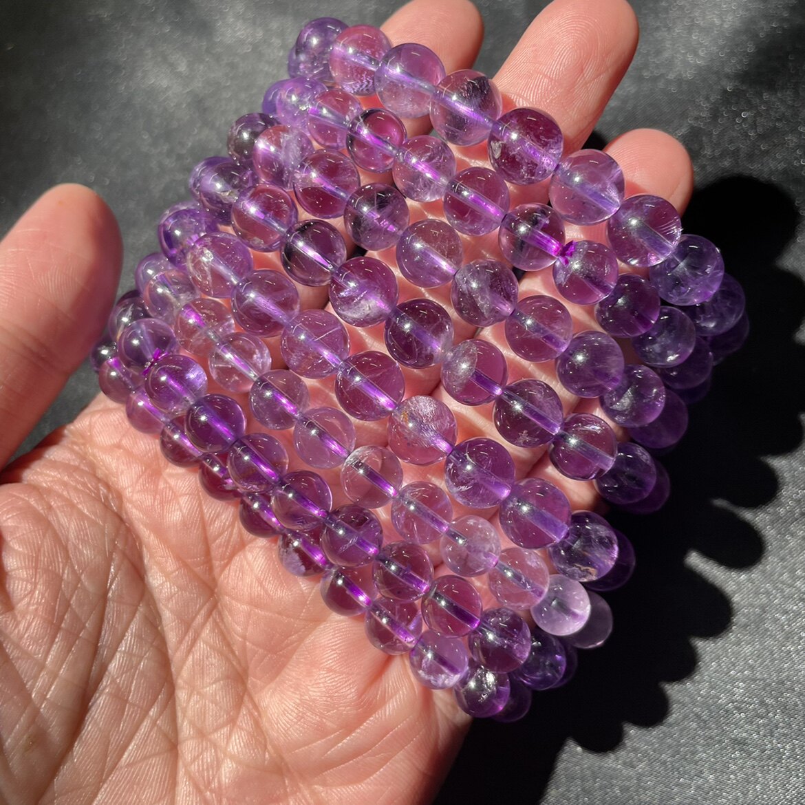 天然巴西紫水晶手链紫晶深紫水晶单圈本命年情侣转运饰品女