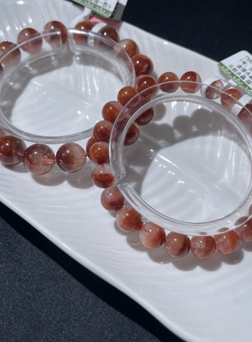 天然红兔毛半盆手串兔毛手串送女友礼物饰品一物一图